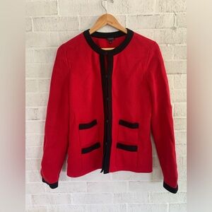 Talbots Red Sweater Lady Jacket Cardigan Size Large